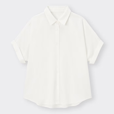 GU（ジーユー）のレディース2024年春夏新作・ドレープシャツ（半袖）
